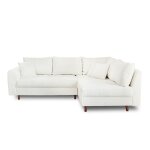 Canap d'angle droit convertible 4 places en tissu bouclette blanc