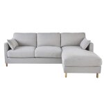 Canap� d'angle droit convertible 5 places gris clair, matelas 14 cm