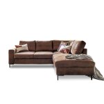 Canap� d'angle droit convertible 5 places en microfibre marron