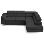 Canapé d'angle droit convertible 5 places en simili gris anthracite Canapé d'angle droit convertible 5 places en simili gris anthracite