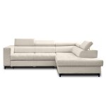 Canapé d'angle droit convertible 5 places en tissu beige Canapé d'angle droit convertible 5 places en tissu beige