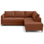 Canap d'angle droit convertible 5 places en tissu velours relief