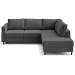 Canapé d'angle droit convertible 5 places en tissu velours relief gris Canapé d'angle droit convertible 5 places en tissu velours relief gris