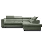 Canapé d'angle droit convertible 5 places en tissu vert sauge Canapé d'angle droit convertible 5 places en tissu vert sauge