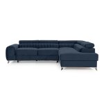 Canap d'angle droit convertible 5 places en velours bleu marine
