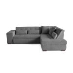 Canapé d'angle droit convertible 5 places en velours côtelé gris foncé Canapé d'angle droit convertible 5 places en velours côtelé gris foncé