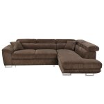 Canapé d'angle droit convertible 5 places en velours côtelé marron Canapé d'angle droit convertible 5 places en velours côtelé marron