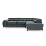 Canapé d'angle droit convertible 5 places en velours gris Canapé d'angle droit convertible 5 places en velours gris