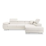 Canapé d'angle droit convertible 6 places en bouclette blanc Canapé d'angle droit convertible 6 places en bouclette blanc