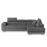 Canap d'angle droit convertible 6 places en tissu gris