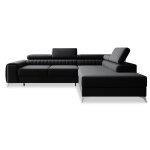 Canap d'angle droit convertible 6 places en velours noir