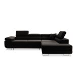 Canap� d'angle droit convertible 6 places en velours noir
