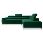 Canap d'angle droit convertible 6 places en velours vert