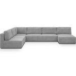 Canap d'angle droit convertible 9 / 10 places en velours ctel gris