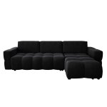 Canapé d'angle droit convertible coffre 5 places velours gris noir Canapé d'angle droit convertible coffre 5 places velours gris noir