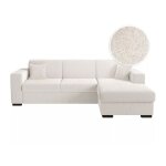 Canapé d'angle droit convertible et coffre en tissu bouclette - blanc Canapé d'angle droit convertible et coffre en tissu bouclette - blanc