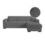 Canap d'angle droit convertible et coffre en tissu bouclette - gris