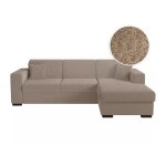 Canapé d'angle droit convertible et coffre en tissu bouclette - taupe Canapé d'angle droit convertible et coffre en tissu bouclette - taupe