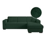 Canapé d'angle droit convertible et coffre en tissu bouclette - vert Canapé d'angle droit convertible et coffre en tissu bouclette - vert