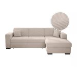 Canap� d'angle droit convertible avec coffre en velours c�tel� - beige