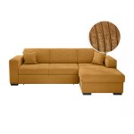 Canap d'angle droit convertible avec coffre en velours ctel - jaune