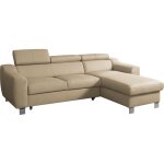 Canap d'angle droit convertible en cuir beige 5 places
