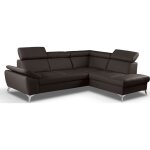 Canap d'angle droit convertible cuir chocolat 5 places