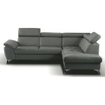 Canap d'angle droit convertible cuir gris fonc 5 places