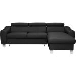 Canap angle droit convertible cuir noir 5 places