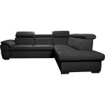 Canap d'angle droit convertible en cuir noir 5 places