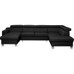 Canap d'angle droit convertible en cuir noir 7 places