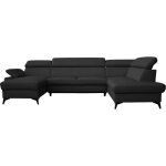 Canap d'angle droit convertible cuir noir 7 places