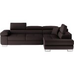 Canap� d'angle droit convertible simili cuir 5 places, chocolat