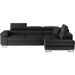 Canap� d'angle droit convertible simili cuir 5 places, noir