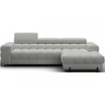 Canap� d'angle droit convertible tissu bouclette gris 5 places