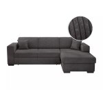 Canap� d'angle droit convertible en velours c�tel� - gris fonc�