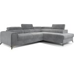 Canapé d'angle droit convertible en velours gris 5 places Canapé d'angle droit convertible en velours gris 5 places