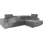 Canapé d'angle droit convertible en velours gris clair 5 places Canapé d'angle droit convertible en velours gris clair 5 places