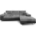 Canapé angle droit convertible velours gris clair / foncé 5 places Canapé angle droit convertible velours gris clair / foncé 5 places