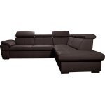 Canap d'angle droit en cuir chocolat 5 places