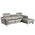 Canap d'angle droit en cuir gris clair 5 places