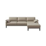 Canap d'angle droit en cuir naturel gris fossile