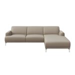 Canap d'angle droit en cuir naturel gris fossile