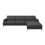 Canap d'angle droit en cuir naturel gris ombr