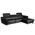 Canap d'angle droit en cuir noir 5 places
