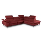 Canap d'angle droit en cuir rouge bordeaux 5 places