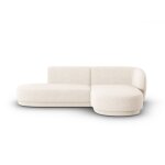 Canapé d'angle droit modulable 4 places en tissu chenille beige clair Canapé d'angle droit modulable 4 places en tissu chenille beige clair