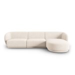 Canapé d'angle droit modulable 4 places en tissu chenille beige clair Canapé d'angle droit modulable 4 places en tissu chenille beige clair