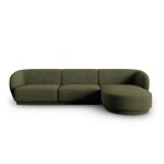 Canapé d'angle droit modulable 4 places en tissu chenille vert chiné Canapé d'angle droit modulable 4 places en tissu chenille vert chiné