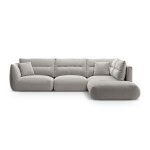 Canap d'angle droit modulable 7 places tissu structurel gris clair
